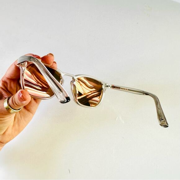 BLENDERS Clear Plastic Rose Gold Champagne Reflective Mirrored Lens Sunglasses - Picture 13 of 15